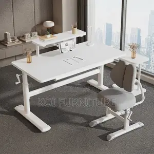 Office Desk; 1200mm Top Height Adjustable Manual White Desk