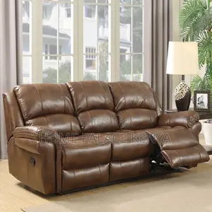 Recliners; Three Seater Leather Recliner Sofa With Padded Arms