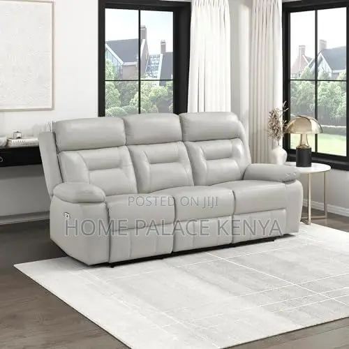 Recliners; Three Seater Leather Recliner Sofa With Padded Arms
