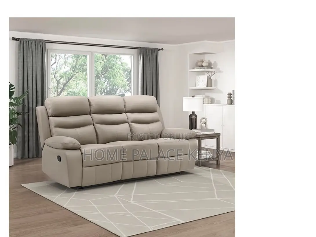 Recliners; Three Seater Leather Recliner Sofa With Padded Arms