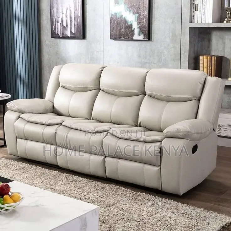 Recliners; Three Seater Leather Recliner Sofa With Padded Arms