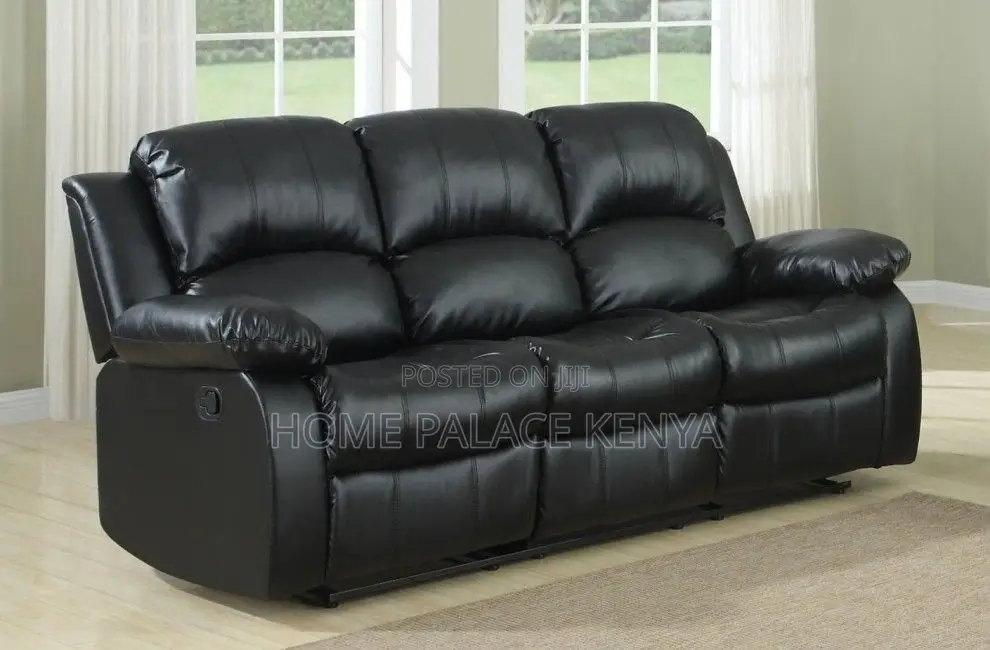 Recliners; Three Seater Leather Recliner Sofa With Padded Arms