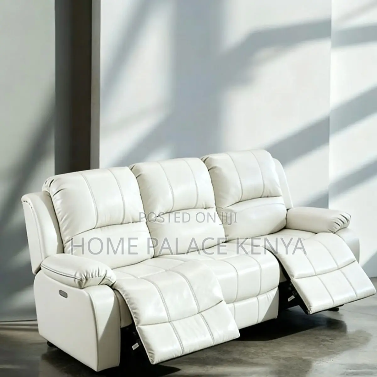 Recliners; Three Seater Leather Recliner Sofa With Padded Arms