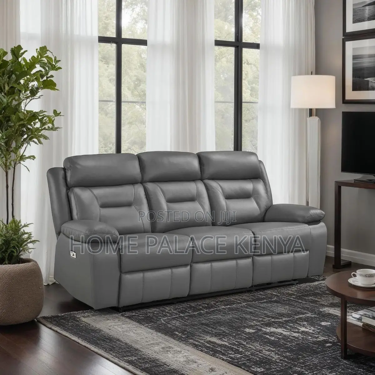 Recliners; Three Seater Leather Recliner Sofa With Padded Arms