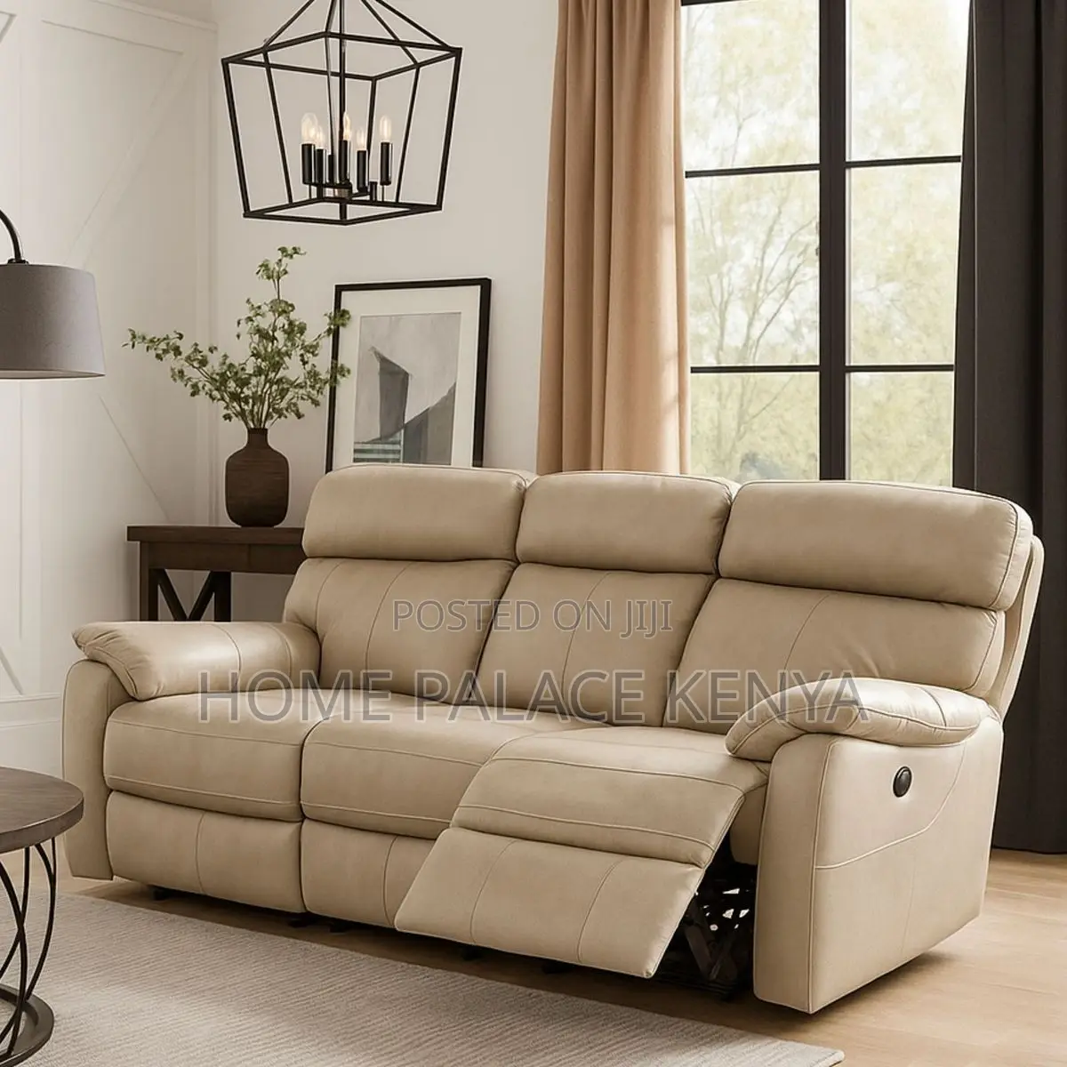 Recliners; Three Seater Leather Recliner Sofa With Padded Arms