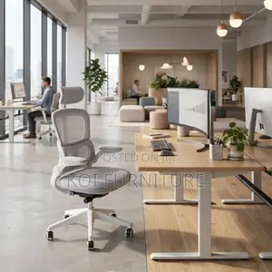 Office Chairs; White Adjustable Fabric Office Flipping Armed Chairs