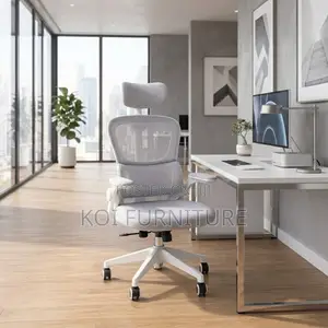 Office Chairs; White Adjustable Fabric Office Flipping Armed Chairs