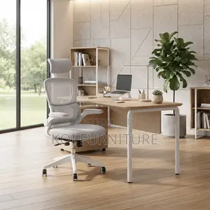 Office Chairs; White Adjustable Fabric Office Flipping Armed Chairs