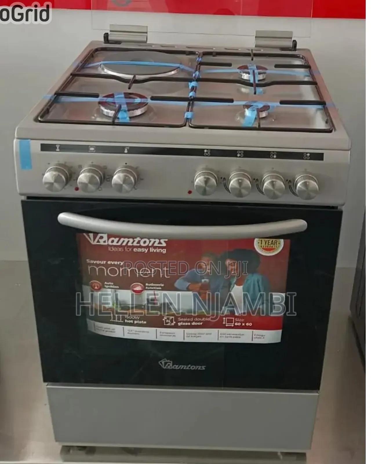 60*60 Ramtons 3g+1e  Silver Standing Cooker- Rc/820