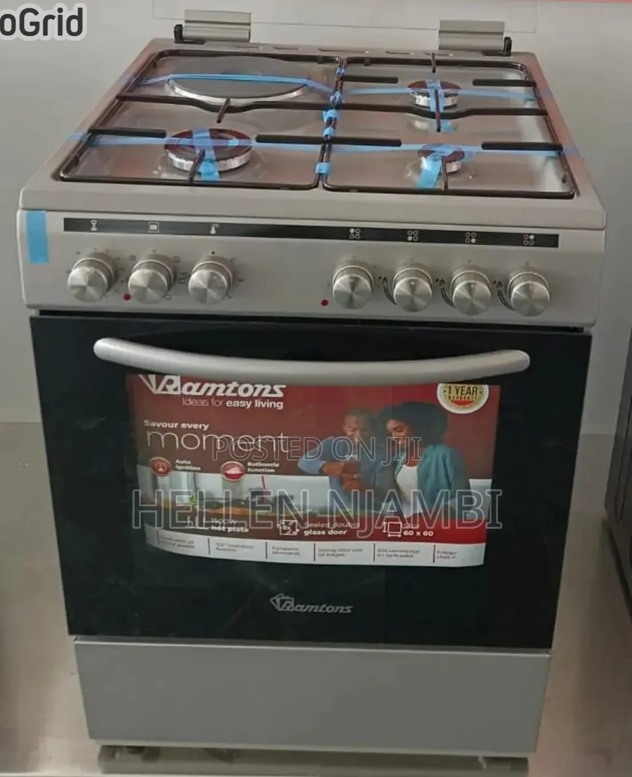 60*60 Ramtons 3g+1e  Silver Standing Cooker- Rc/820