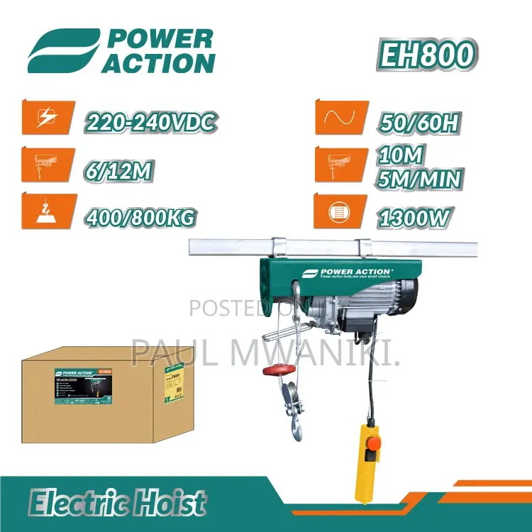 1400W Power Electric HoistElectric Lifting Hoist 800Kg Lifting Weight