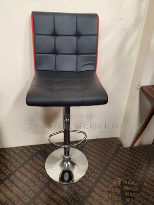 Black and Red Adjustable Swivel Barstool
