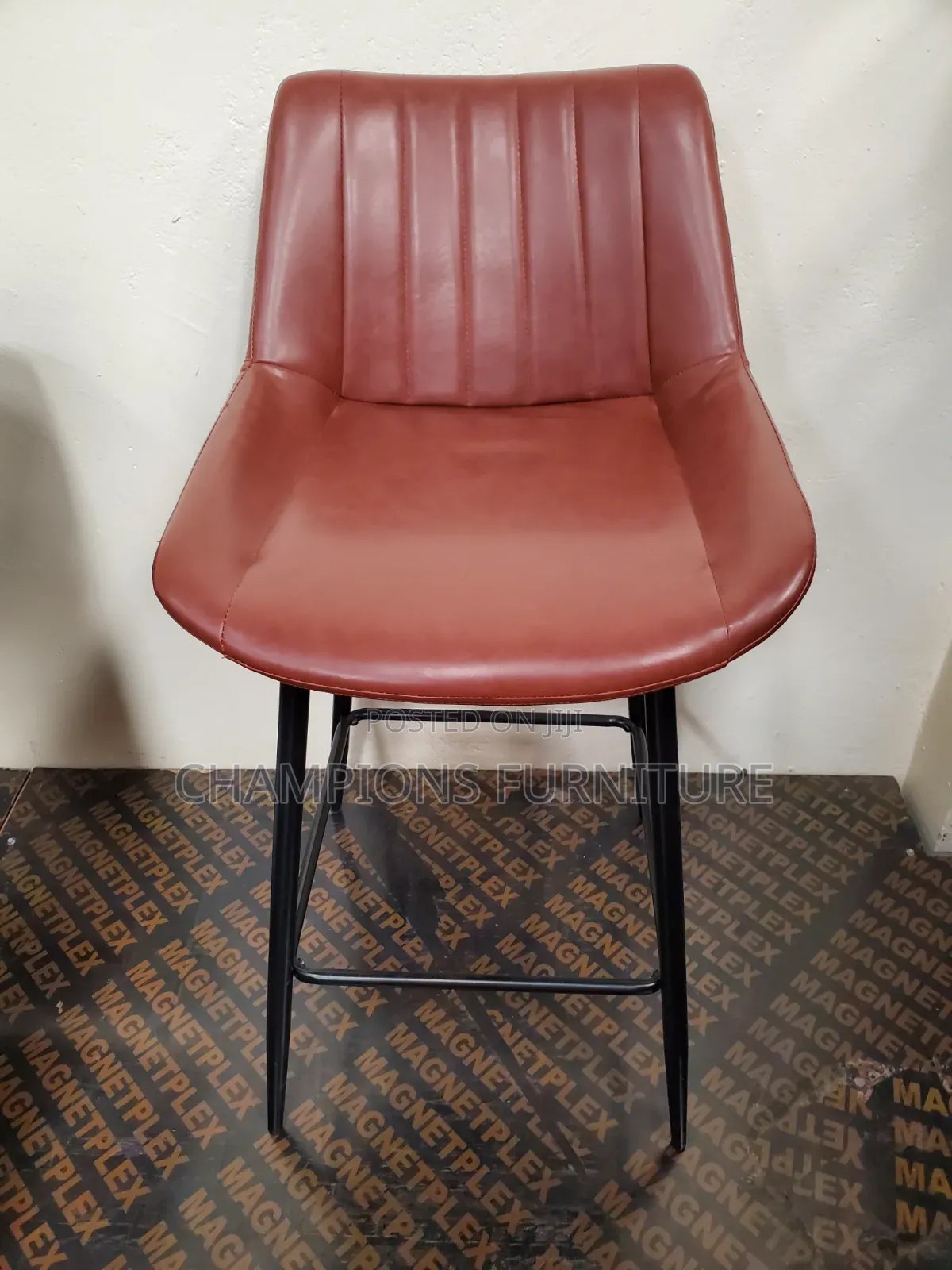 Channel Stitched Leather Barstool