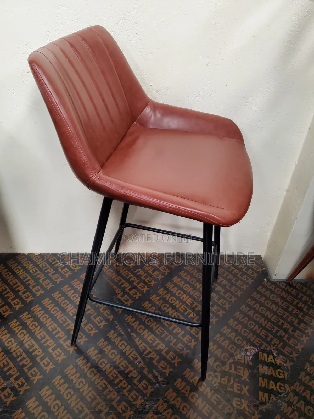 Channel Stitched Leather Barstool