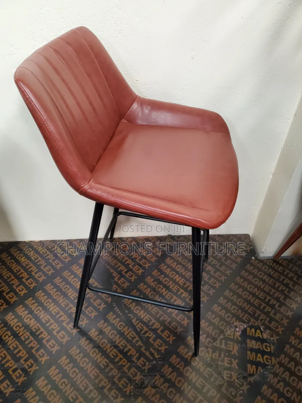 Channel Stitched Leather Barstool