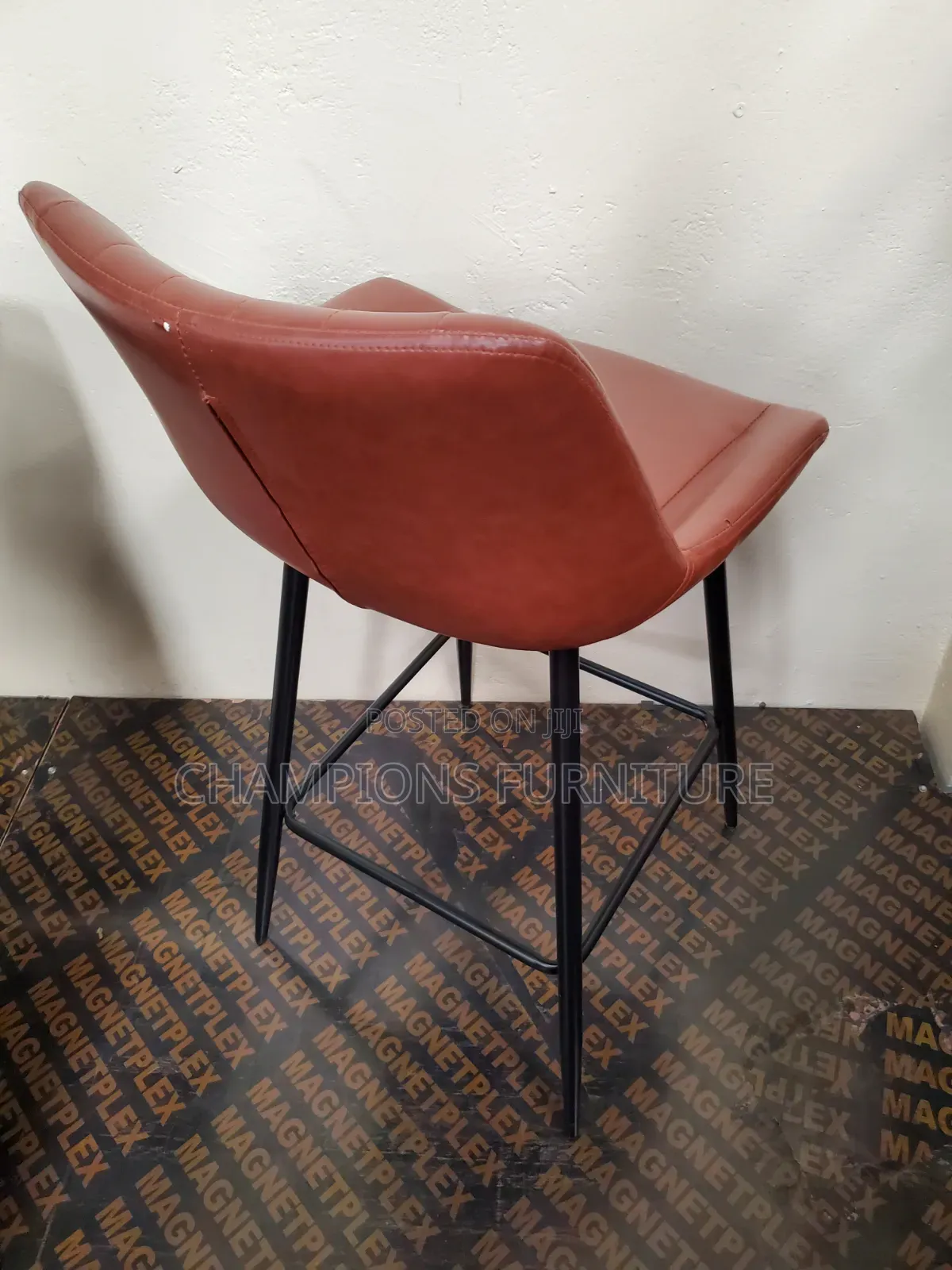 Channel Stitched Leather Barstool