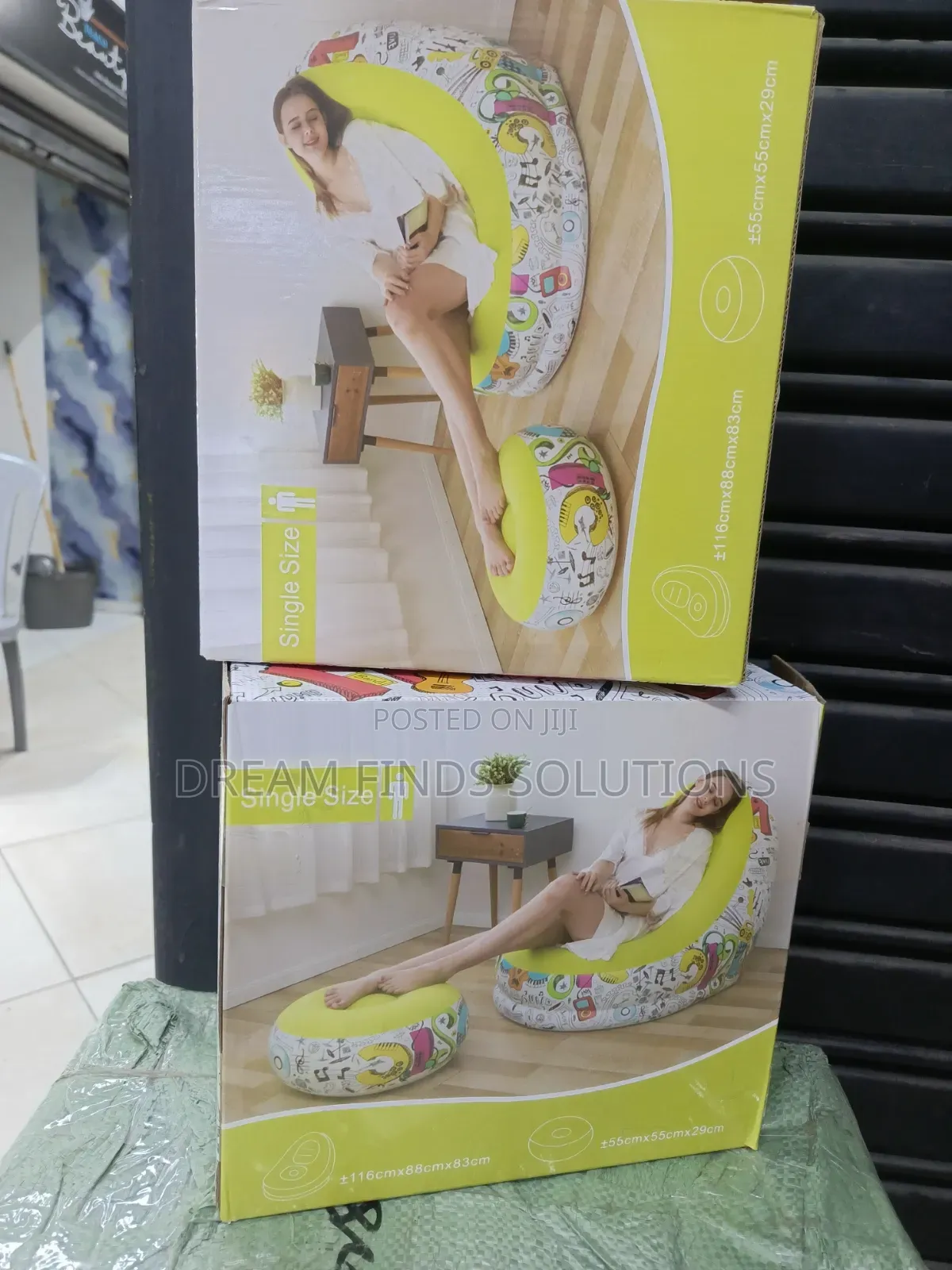 Vibrant Graffiti Inflatable Armchair & Foot Stool Set