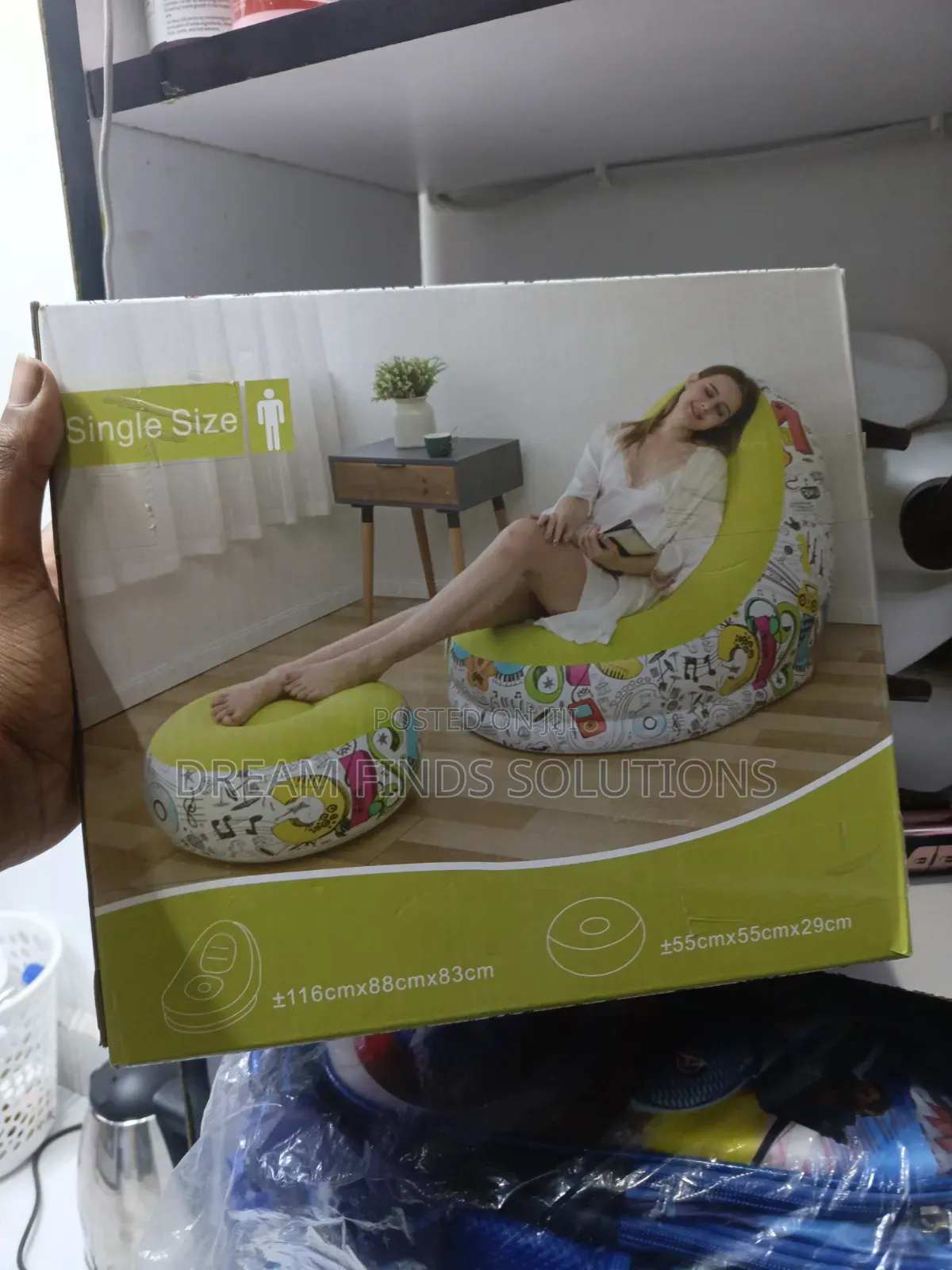 Doodle Print Lazy Air Chair With Footrest....
