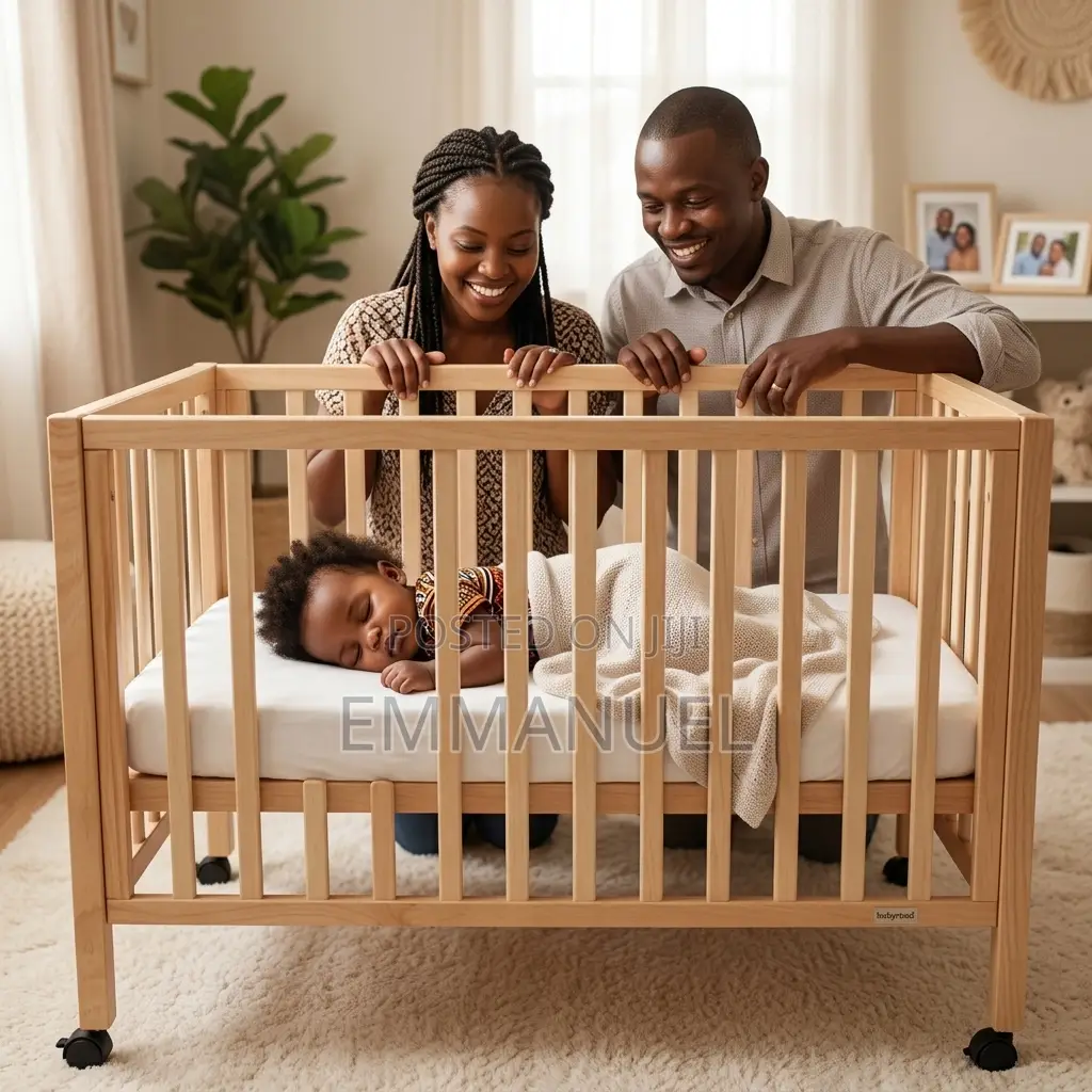Wooden Baby Cot With Wheels