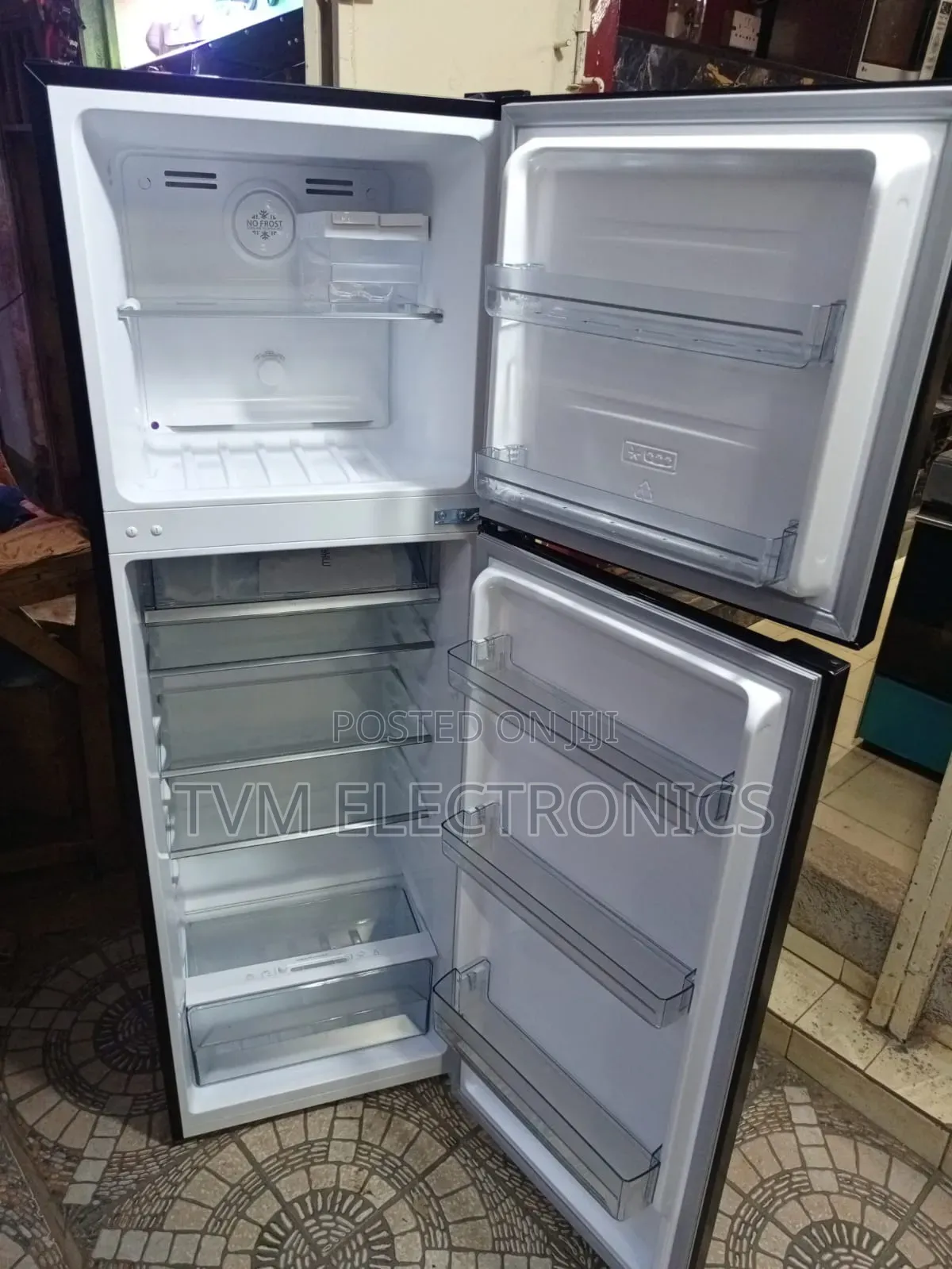 MIKA Fridge, 2 Door Top Mount Freezer No Frost, 247L, Inox Dark Matt
