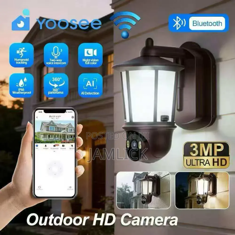 T911 Outdoor AC WiFi Vintage Courtyard Light With Rotating Camera - Eg