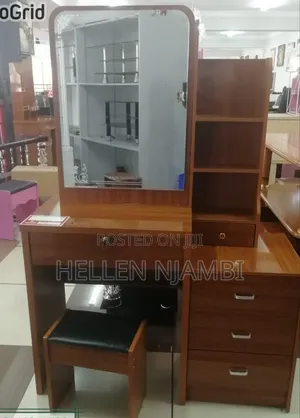 Brown Dressing Table With Sliding Mirror