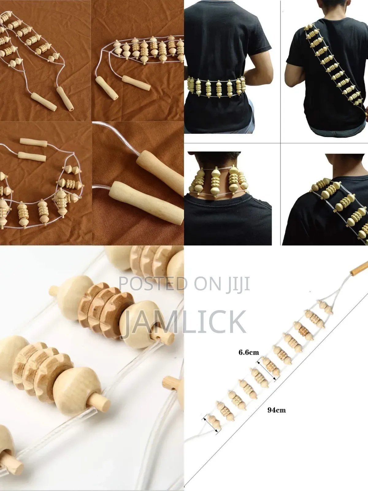 Wooden Back Massage Roller With Rope - Hk