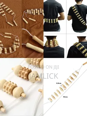 Wooden Back Massage Roller With Rope - Hk