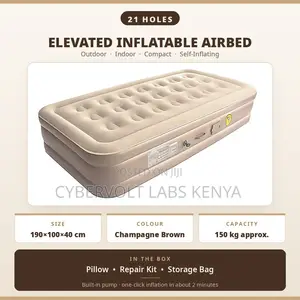 Self-Inflating Elevated Airbed Mattress With Built-in Pump