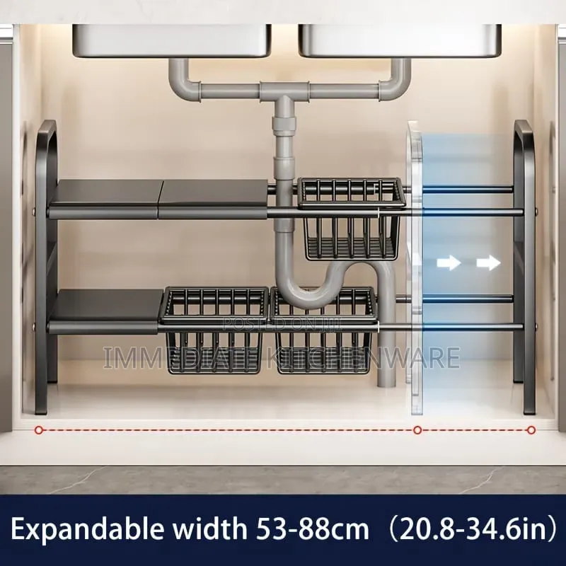 Under the Sink Adjustable 2 Tier Rack
