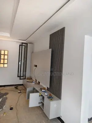 Modern TV Wall Panel, Slatted Feature Wall & Cabinet
