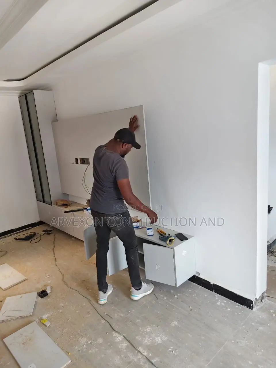 Bespoke TV Cabinet, Wall Panel & Slatted Feature Wall