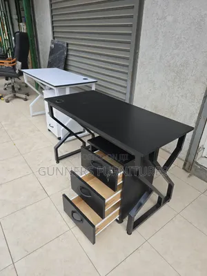 Black Metallic Frame Desk and  Pedestal