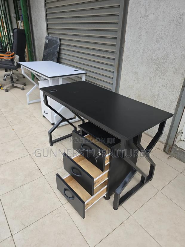 Black Metallic Frame Desk and  Pedestal