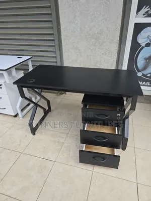 Black Metallic Frame Desk and  Pedestal
