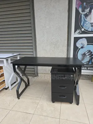 Black Metallic Frame Desk and  Pedestal