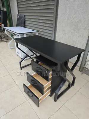 Combination Black Desk and Pedestal