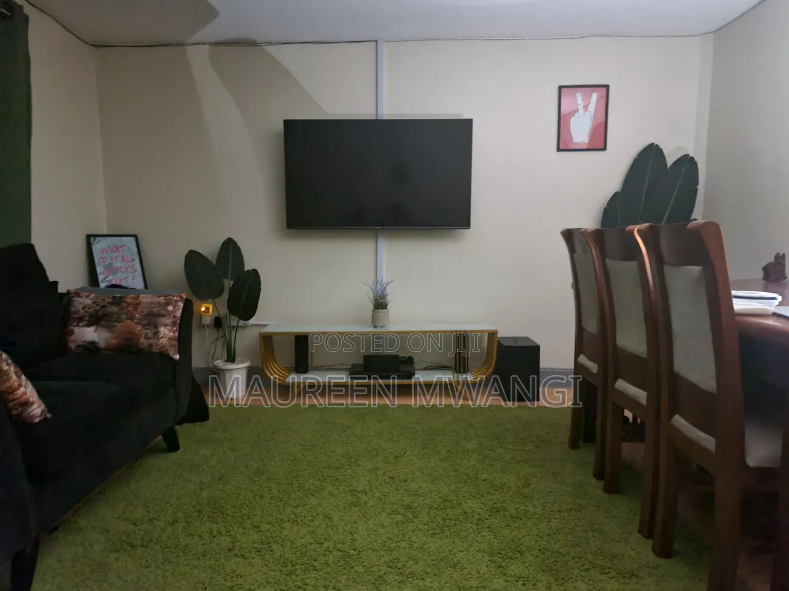 Large Green Shaggy Rug/ Carpet
