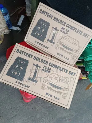 Car Battery Holder Set With Base Tray Secures Battery Into Its Tray