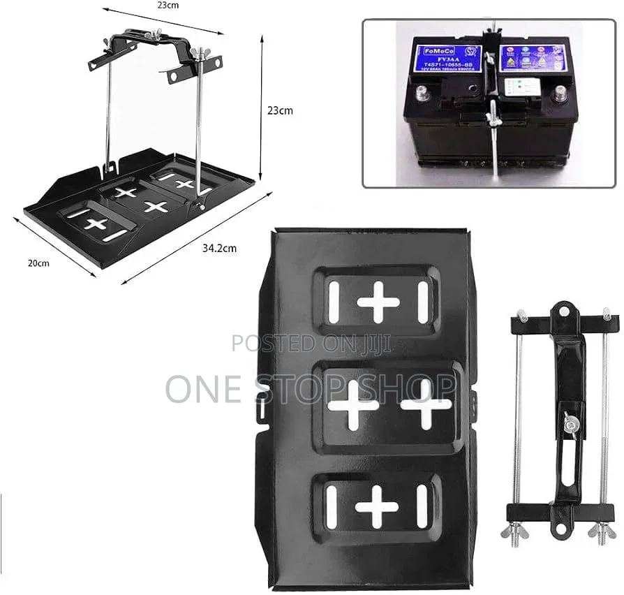 Sturdy Metal Base Battery Holddown Tray& Adjustable Clamp Bracket Kit