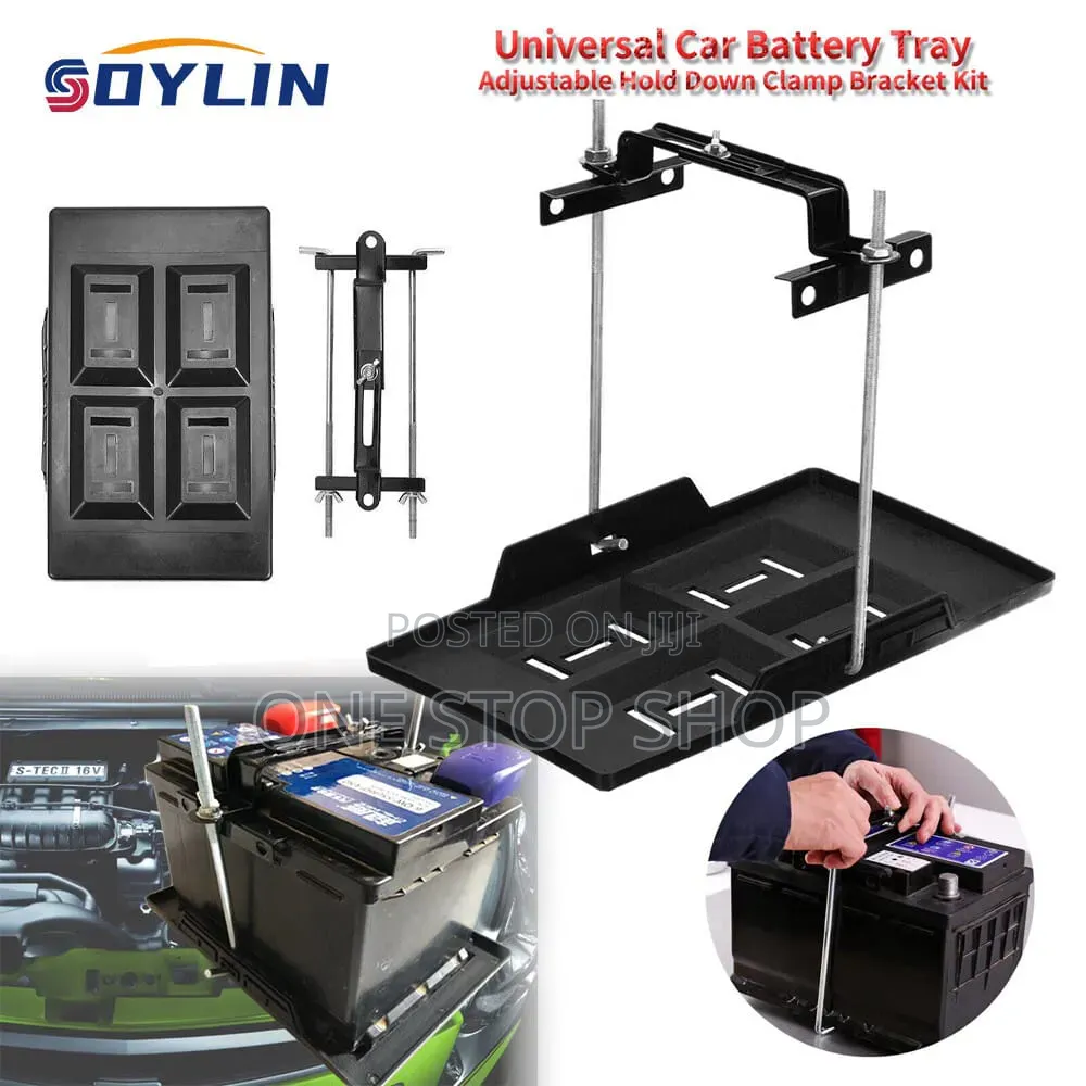Sturdy Metal Base Battery Holddown Tray& Adjustable Clamp Bracket Kit