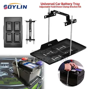 Sturdy Metal Base Battery Holddown Tray& Adjustable Clamp Bracket Kit
