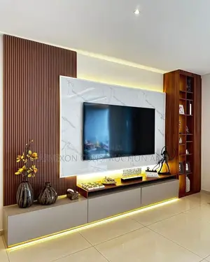 Bespoke TV Cabinet, Wall Panel & Slatted Feature Wall