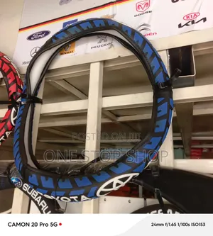 Blue_black Toyota Constructed Steering Cover With Sporty Tread Pattern