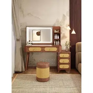 Dressing Table; Modern Brown Dressing Table With Led Light