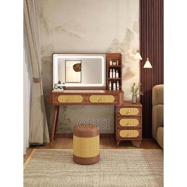 Dressing Table; Modern Brown Dressing Table With Led Light - thumbnail 2