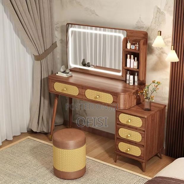 Dressing Table; Modern Brown Dressing Table With Led Light - thumbnail 4