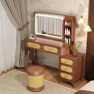 Dressing Table; Modern Brown Dressing Table With Led Light