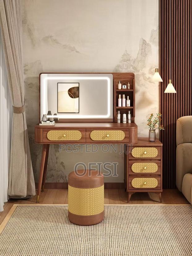Dressing Table; Modern Brown Dressing Table With Led Light - thumbnail 7