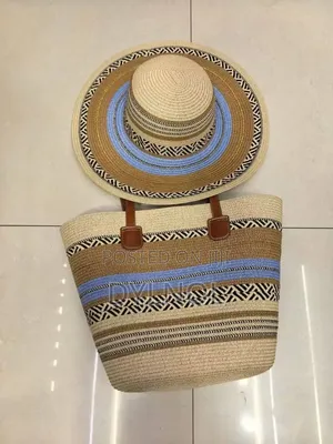 Woven Beach Bag With Matching Hat